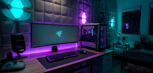 Wall Mural - 4k ultra hd computer wallpaper with dark mode abstract geometric patterns crystal clear nature lands