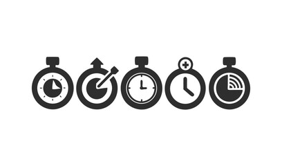 Poster - Five stopwatch icons time management and efficiency