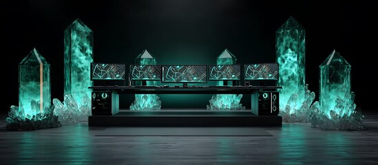 Wall Mural - 4k ultra hd computer wallpaper with dark mode abstract geometric patterns crystal clear nature lands