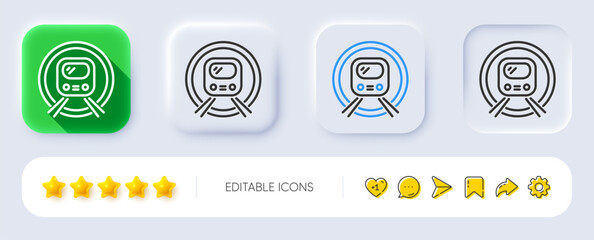 Poster - Metro subway transport line icon. Neumorphic, Flat shadow, 3d buttons. Public underground transportation sign. Line metro subway icon. Social media icons. Vector