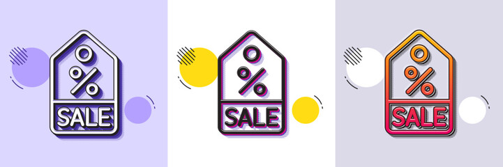 Poster - Shopping tag line icon. Halftone dotted pattern. Gradient icon with grain shadow. Sale Special offer sign. Discount coupon symbol. Line sale coupon icon. Various designs. Vector