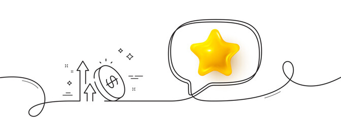 Poster - excise duty line icon. continuous line with 3d star. rise price sign. inflation or tax rate symbol. 