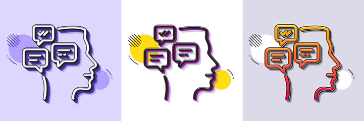 Poster - Chat Messages line icon. Halftone dotted pattern. Gradient icon with grain shadow. Conversation sign. Communication speech bubbles symbol. Line messages icon. Various designs. Vector