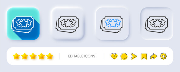 Poster - Loyalty points line icon. Neumorphic, Flat shadow, 3d buttons. Bonus coupons. Discount program symbol. Line loyalty points icon. Social media icons. Vector