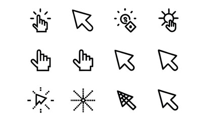 Poster - Cursor icons set hand click pointer arrow ui ux