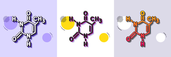 Poster - Chemical formula line icon. Halftone dotted pattern. Gradient icon with grain shadow. Chemistry lab sign. Analysis symbol. Line chemical formula icon. Various designs. Vector
