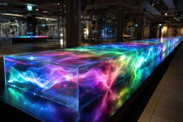 Poster - Vibrant abstract light installation creates immersive atmosphere in urban space