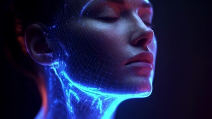 Aufkleber - Medical science visualization revealing pulsating wellness glow spreading across patient's face, manifesting futuristic digital health technology with luminescent energy waves