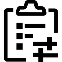 Poster - Black clipboard with checklist and plus signs representing addition and positive results shown