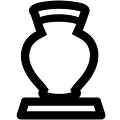 Poster - Illustration of a black and white vase with a wide body and a narrow neck on a rectangular base