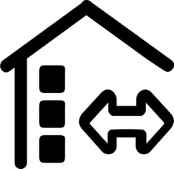 Poster - Illustration of a house icon with three squares and a double headed arrow on the right side icon