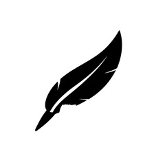 Poster - Set black icon of a feather emphasizing simplicity and elegance, ideal for various digital applications and designs