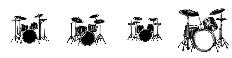 Poster - Drum set icons showcasing different configurations for musicians and enthusiasts of all skill levels