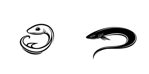 Poster - Black icons of aquatic animals showcasing sleek designs suitable for various applications and modern branding
