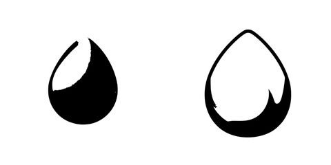 Poster - Black drop icons representing liquid forms suitable for various design applications
