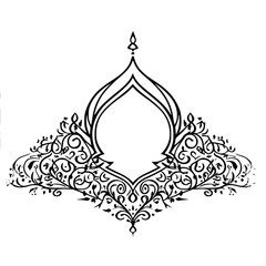 Poster - Elegant black decorative icon featuring intricate designs with floral motifs and ornate curves suitable for various applications