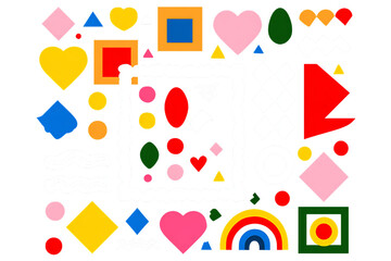 Poster - Colorful Geometric Shapes and Patterns on Transparent Background, PNG