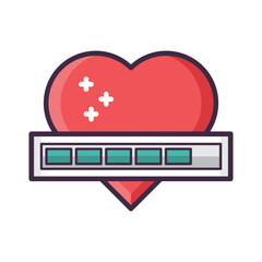 Poster - Red heart with plus signs and a loading bar underneath displayed on a white background artfully done
