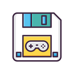 Poster - Illustration of a floppy disk with a video game controller icon in the center of the diskette
