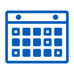 Poster - Blue calendar icon with square grid and two circles on top representing time management tool usage