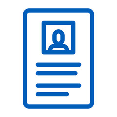 Poster - Blue outlined id card with a person icon and text lines on a white background vector graphic
