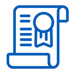 Poster - Illustration of a blue certificate scroll with a seal and some lines representing text content