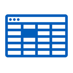 Poster - Illustration of a blue spreadsheet with multiple rows and columns on a white background viewable