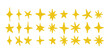 © fraha6 - gold stars set. Shine and sparkle hand drawn, drawing collection. Children style yellow hand drawn elements star shapes.