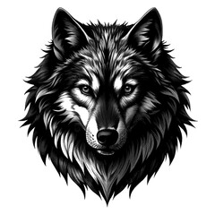  A majestic wolfs head, isolated on transparent background