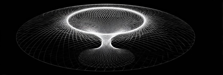 Poster - Spiral Shape Expands in Balanced Symmetry, Showcasing Intricate Patterns of Light and Form in a Captivating Display of Geometry
