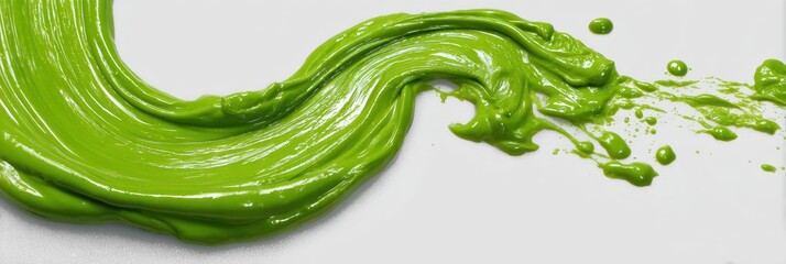 Poster - Sticky Green Texture Spreads Across a Clean Surface Showcasing Vibrant Color and Smooth Consistency in an Artistic Arrangement