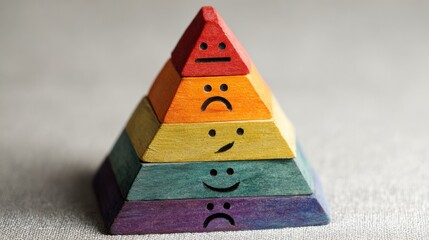 Aufkleber - Exploring a Pyramid of Emotional Needs Through Colored Wooden Blocks Representing Different Feelings and Moods