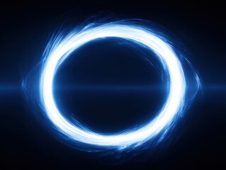 Aufkleber - Bright glowing electric circle with energy effects on dark background for futuristic design