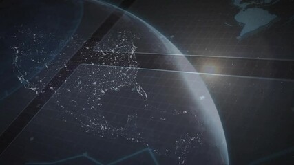 Poster - Opening scene revealing rotating Earth with pulsing city lights, sweeping beams simulating sunrise