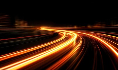 Poster - Vibrant Long Exposure Light Trails of Moving Vehicles on Curving Highway at Night