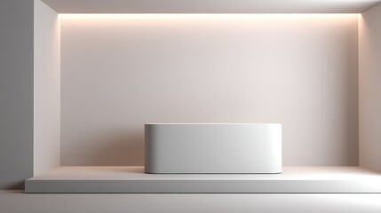 Aufkleber - Minimalist modern display pedestal with soft ambient lighting in neutral tones