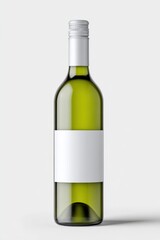 Poster - Clear glass wine bottle with blank label isolated on plain background