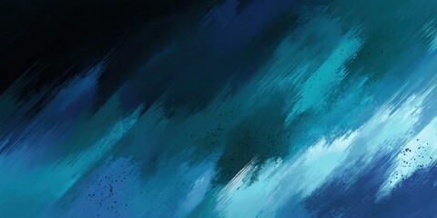 Poster - Abstract painting with vibrant blue and teal brush strokes and splatter effect