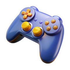 Poster - Blue and orange cartoon gamepad controller isolated on transparent background