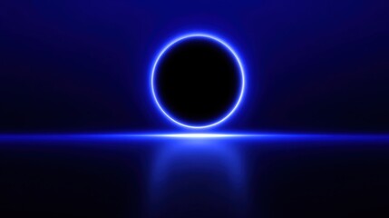 Aufkleber - futuristic blue glowing solar eclipse with vibrant light effects against dark sky