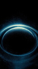 Poster - Stunning digital illustration of a glowing blue cosmic orbiting a dark planet in space