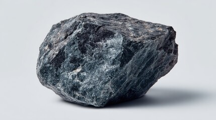 Poster - Large Rough Natural Black Rock with Textured Surface on White Background