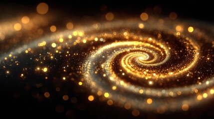Poster - Stunning golden galaxy swirl with sparkling stars and cosmic dust in space