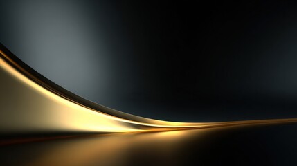 Poster - Abstract black and gold curved surface background with smooth flowing lines and elegant design