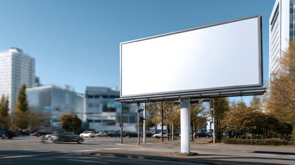 Poster - Large Empty Urban Billboards Advertising Space Located on Modern City Street Scene
