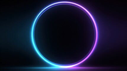Poster - Glowing Neon Circle with Vibrant Light Effects in Dark Abstract Style