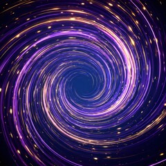 Poster - Dynamic purple and gold swirling vortex of light with energetic star-like sparkles
