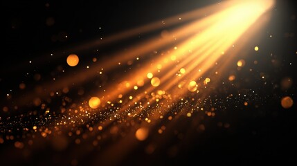 Poster - Dynamic Golden Light Rays and Glitte Particles with Bright Flare Effect