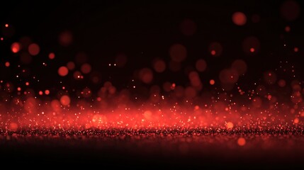 Poster - Sparkling Red Bokeh Light Effect with Glitter Particles on Dark Background