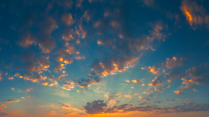 Wall Mural - Blue, Orange And Yellow Colors Summer Sunset Sunrise Sky